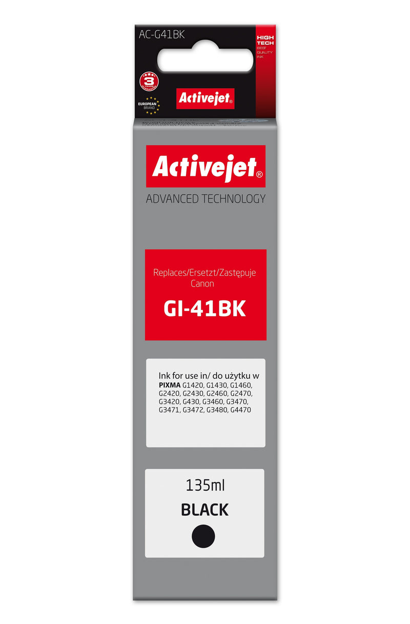 Activejet AC-G41BK Bottle Ink Printer Canon, Replacement Canon GI-41BK 4528C001 Supreme 135ML Black