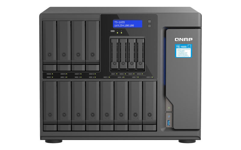 QNAP TS-1655 Server NAS 16 Compartimentos SATA 6GB/S RAID 0 1 5 6 10 50 Jbod 60 RAM 8GB 2.5 Gigabit Ethernet I