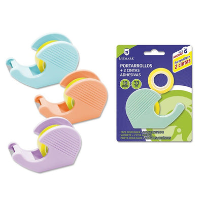 Bismark Pack Portarrollos With 2 Cintas Adhesivas 19MMX33M - Body Plastic - Ideal Uso School - Colours — image 1