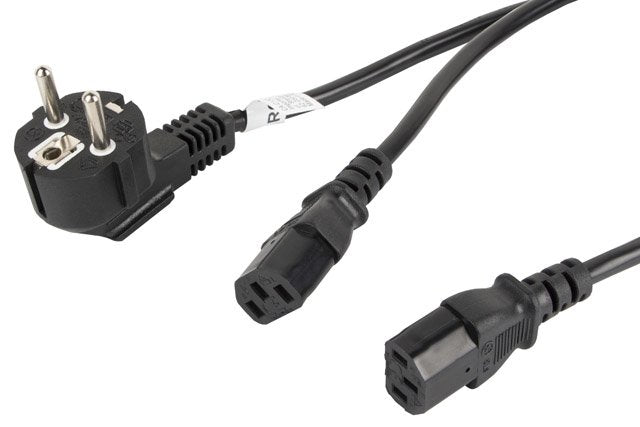 Lanberg Cable Power CA-C13C-13CC-0018-BK Connectors Schuko / 2XIEC320 C13 2 Metres