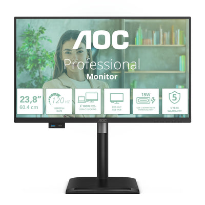 Aoc 24P4CV 23.8 IPS FHD 120HZ 4MS HDMI DP USB C PD96W Hub USB Speakers Has 150MM — image 1