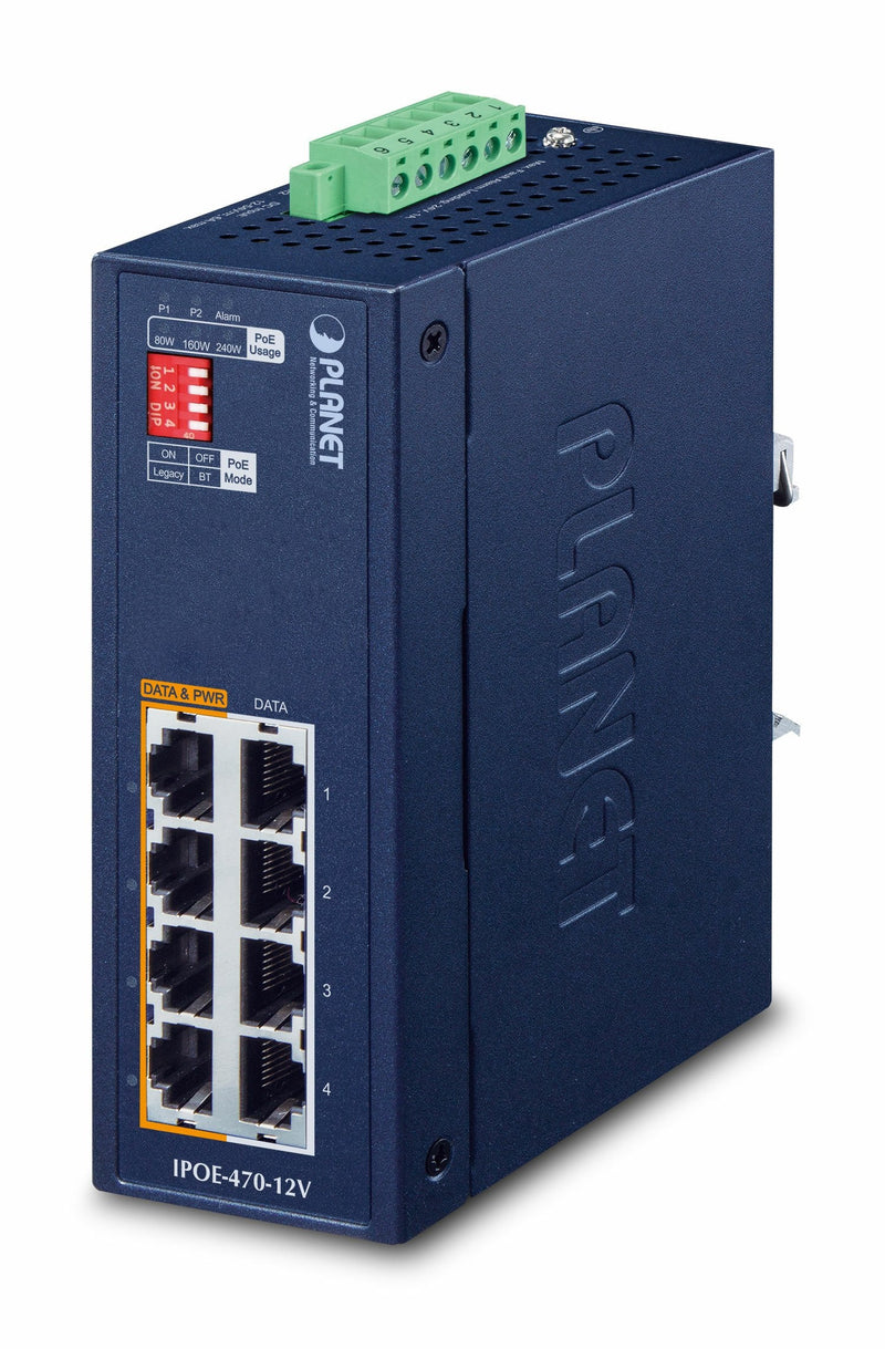Planet Switch Injector Industrial 4 Ports Ge 802.3BT PoE +