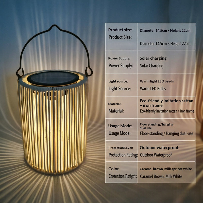 Solar-Powered Woven Rattan Outdoor Ambient Light