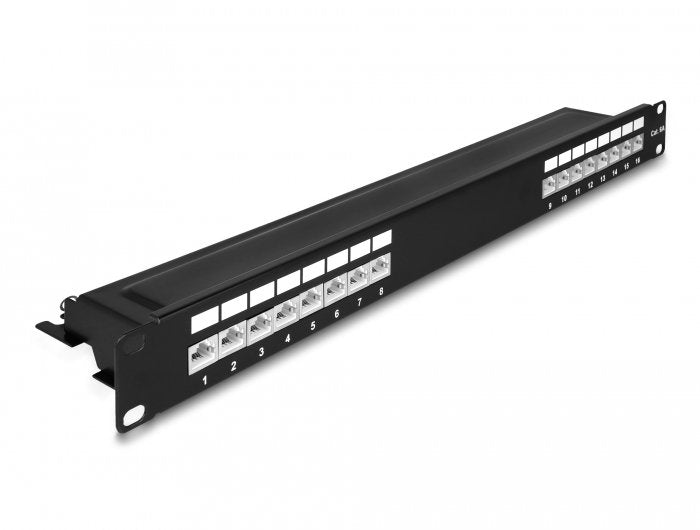 Delock 66876 Patch Panel 1U, Patch Panel Black CAT.6A, Black Metal 1U, 482,6MM, 100MM
