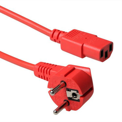 Powercord Mains Connector Schuko Cee 7 Male (angled) - C13 IEC 60320 Red 3M — image 1