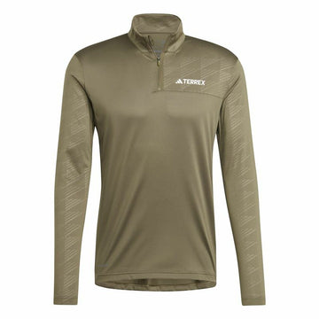 Men’s Sweatshirt without Hood Adidas Mt Half Zi Ls Brown