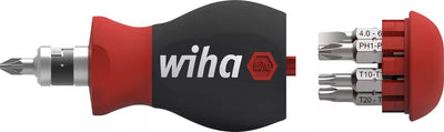 Wiha Screwdriver Stubby 1/4, With Charger Puntas Black/Red Stubby With 7 Puntas Dobles 43613 — image 1