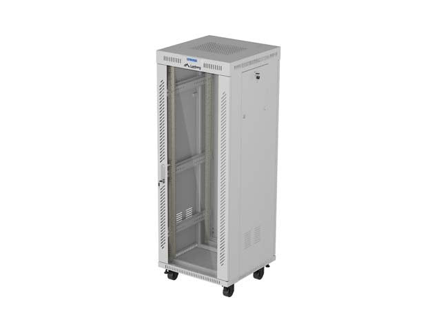 Lanberg Rack Cabinet 19 Free-standing 32U 600X600 Flat Pack With Glass Door LCD Grey V2