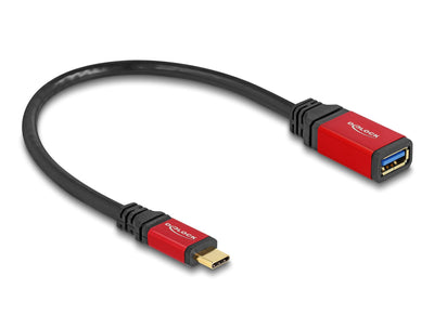 Delock USB 10Gbps Adapter USB Type-c Connector Male a USB Type a Connector Female 15CM Red Metal — image 1