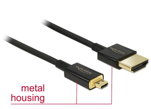 Delock Cable High Speed HDMI With Ethernet - Hdmi-a Connector Male HDMI Mini-c Connector Male 3D 4K 0,25M Slim — image 1