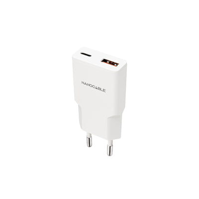 Nanocable Charger Wall 1x USB-C Pd 1x USB-A/Qc 30W White 1x USB Type-c / 1x USB Male/ 30W/ White — image 1