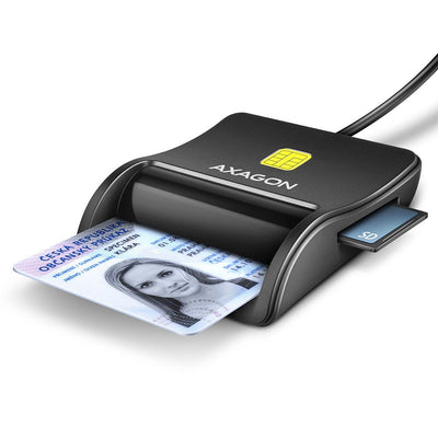 Axagon CRE-SM3SD USB Smart Card & SD/microSD/SIM Flat Reader Card Smart Indoor USB 2.0 Black — image 1