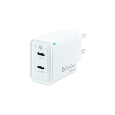 Coolbox Charger Wall/Travel 3.0 GaN USB-C/Pd + USB-C 35W White Coolbox Máximo 35W/ 2x USB-C/ Quickcharge 3.0 — image 1