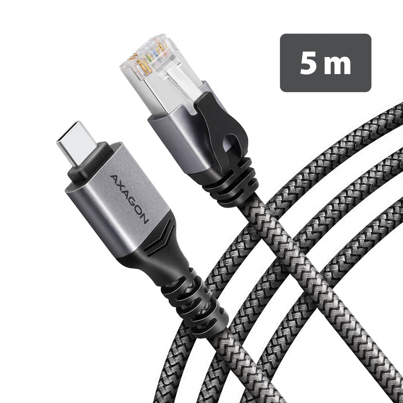 Axagon ADE-CM50 USB-C 5Gbps - Gigabit Ethernet Adapter With Integrated CAT.6 RJ-45 Network Cable (5M), Asix AX