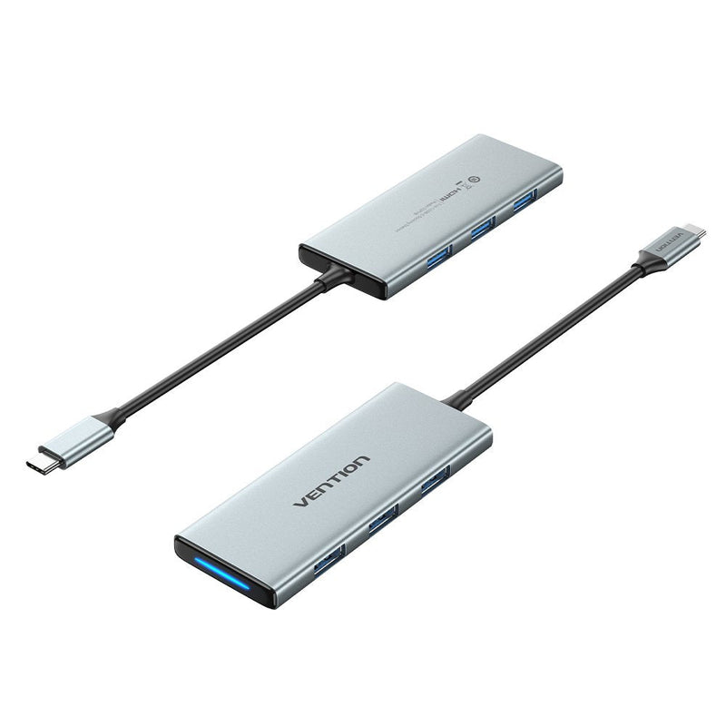 Vention Docking USB Type-c Tophb 1x HDMI 3x USB 1XLECTOR Cards SD And microSD Grey