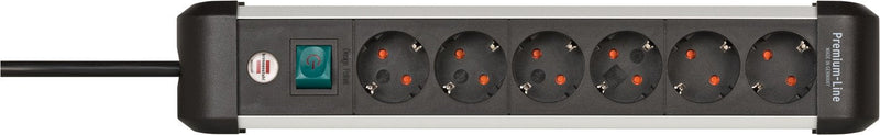 Brennenstuhl Power Strip Premium-alu-line 6 Contactos Black/Silver 3 Metres With Switch Security