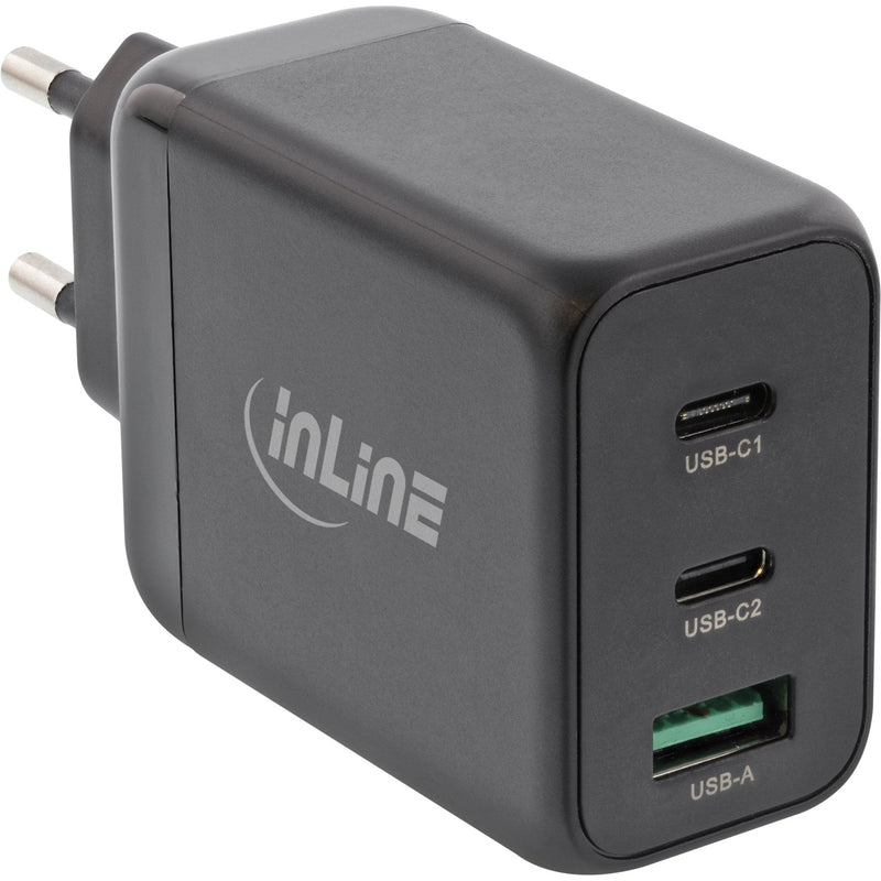 Inline® USB Pd Power Alimentación, GaN Cargador, 3-PORT, Dual USB-C + Usb-a, 65W, Negro