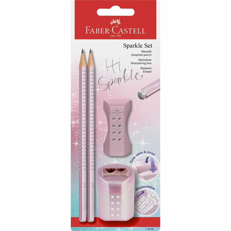 Faber-castell Set Of Escritura Sparkle Bk + Acc. Rose