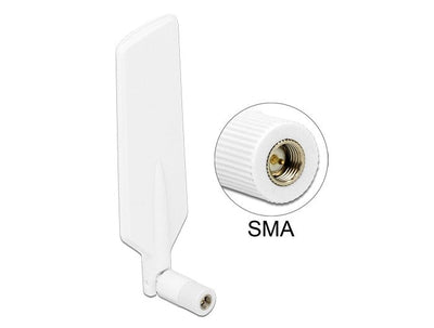 Delock Antenna LTE Dualband WLAN AC/a/B/G/N Male Sma 1 - 4 dBi Omnidirectional Giratoria White — image 1
