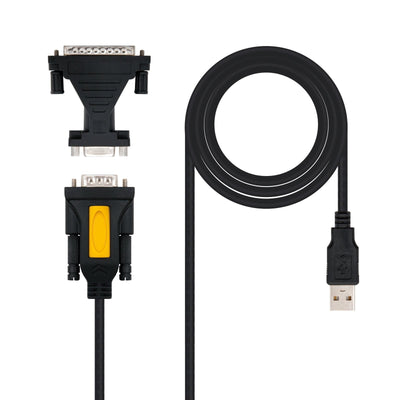 Nanocable Converter USB a Serie Printers - Type a/M-RS232 DB9/M DB25/M - 1,8M - Black — image 1