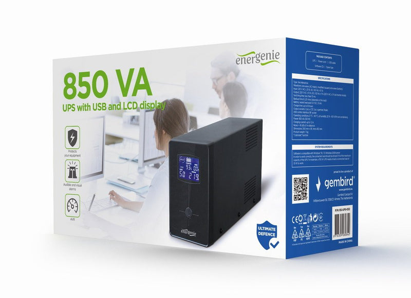 Gembird UPS With Avr 850V Protection Smart Sobretensión And Cortocircuito Alarms Audibles And Visuales Screen