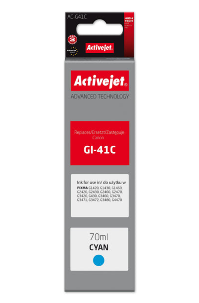 Activejet AC-G41C Bottle Ink Printer Canon, Sustituta Canon GI-41C 4543C001 Supreme 70ML Blue Claro — image 1