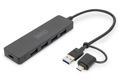 Digitus USB 3.0 Hub 4-PORT Slim, USB-C Adapter 0,2M Cable — image 1