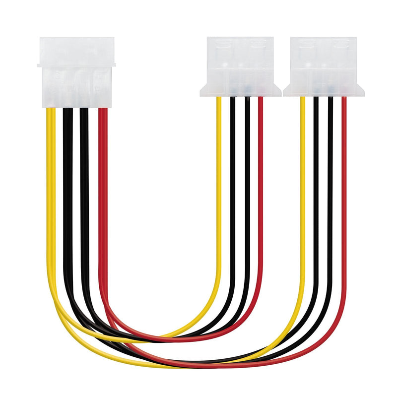 Nanocable Cable Power Molex 4PIN Male a 2X Molex 4PIN Female 0.20M