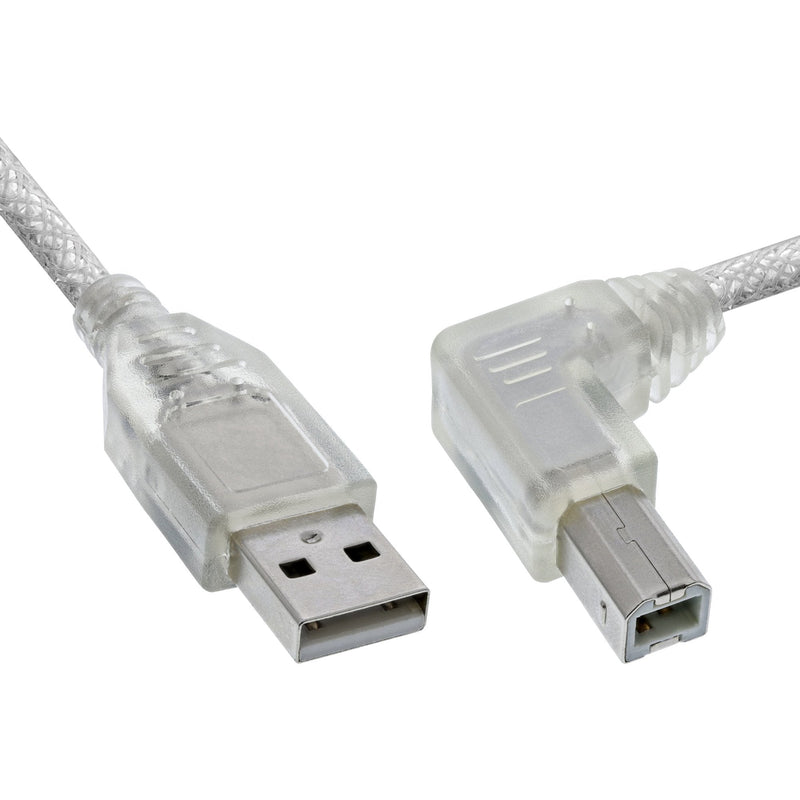 Inline USB 2.0 Cable Acodado Type a Male a B Male Transparent 1M