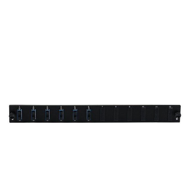 Efb Equipped 12 Port Front Panel With 6 X Sc Duplex Coupling OM4 Vertical, Black