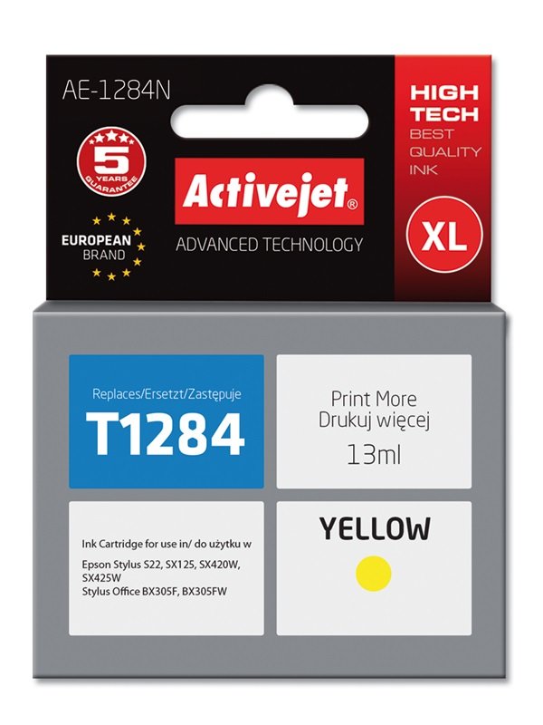 Activejet Ink AE-1284N (reemplazo Epson T1284 - Supreme - 13ML - Yellow