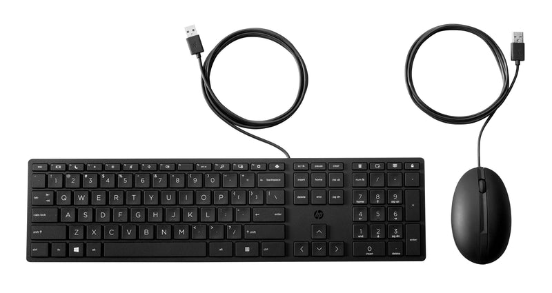 HP Keyboard And Mouse With Cables Desktop 320MK, Standard Usb, Black Mouse Included