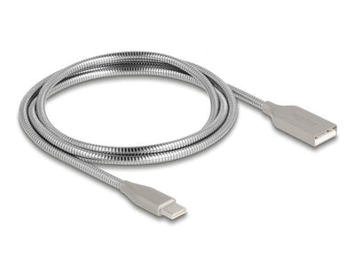 Delock USB 2.0 Cable With Metallmantel USB Type a Connector Male a USB Type-c Connector Male PD 3.0 60W 1M Sil — image 1