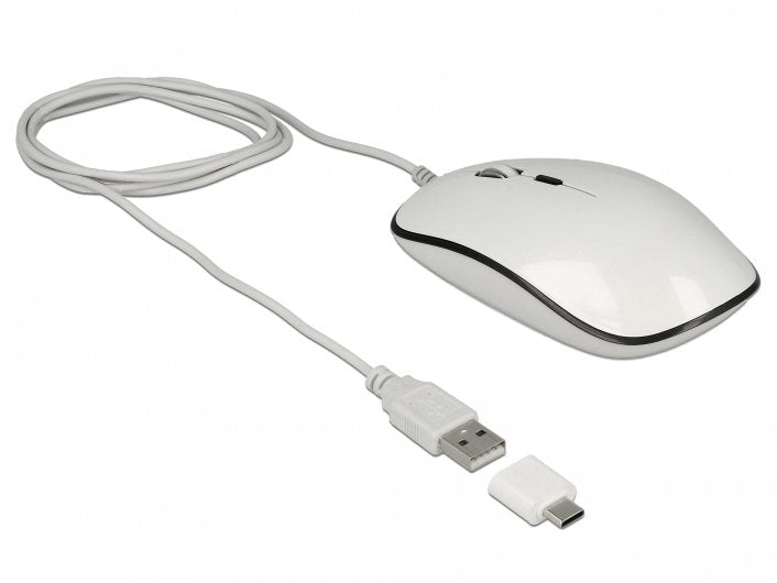 Delock Mouse 4 Buttons USB-A/C White