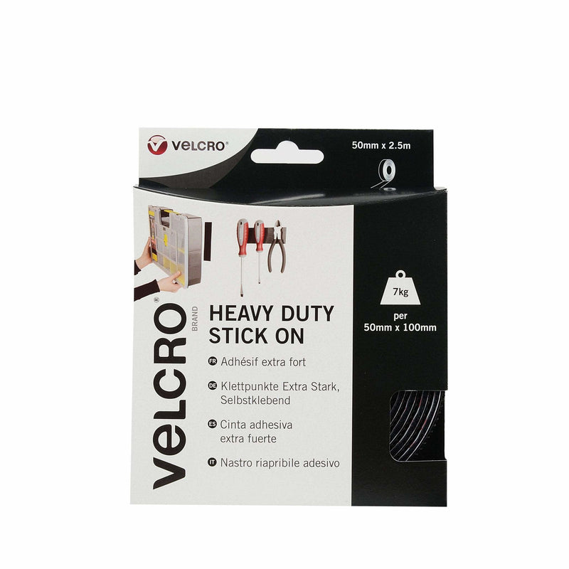Velcro Klettband Extra Stark Selbstklebend, Haken & Flausch 50MM X 2.5M Black
