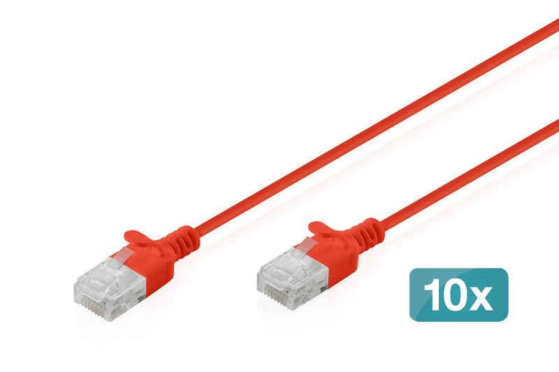 CAT.6 U-UTP Slim Network Cable, 0,3M, Red 10 Pcs