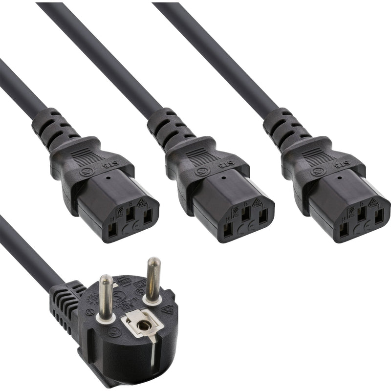Inline Cable Power And 1 Plug Type F a 3 Plugs IEC Black Version 1 (2M+1/2/3M)