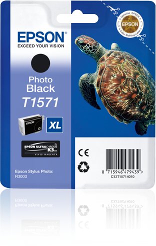 Epson Genuine Ink T1571 25.9ML Photo Black Genuine Blister Stylus Photo R3000