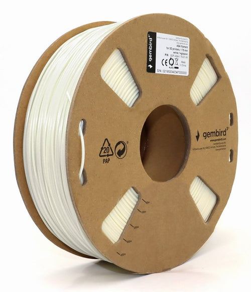 Gembird Handle Filament White 1.75MM 1KG — image 1