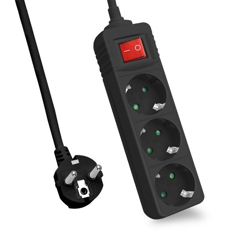 Helos Power Strip Classic, 3 Sockets Black 3,0M, With Switch