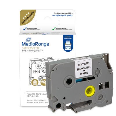 Mediarange Schriftbandka. Brother TZ-221 TZE-221 9MM 8M Schw