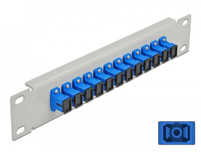 Delock 10 Patch Panel Fibre Optic 12 Ports Sc Simplex Blue 1 U Grey — image 1