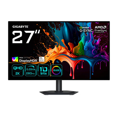 Gigabyte Monitor MO27Q28G Woled, Gaming 27, Qhd, Kvm, Compatible With NVIDIA G-sync, Panel 280HZ MO27Q28G Ek B — image 1