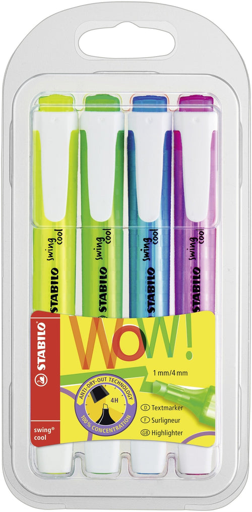 Stabilo Case 4 Markers Swing Cool Yellow / Blue / Green / Pink Colours Fluorescentes Tecnología Anti-secado 2 — image 1