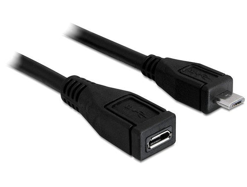 Delock USB Cable 2.0 Micro-b Male USB 2.0 Micro-b Female 1M Black — image 1