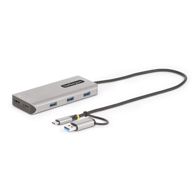 StarTech Adapter .com USB-C Multiport W/Attached USB-C To USB-A Dongle, Dual HDMI (4K30HZ/1080P60HZ), 3x Usb-a — image 1