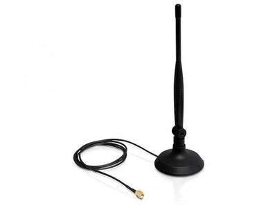 Delock WLAN 802.11 B/G/N Antenna Rp-sma 4 dBi Omnidirectional With Flexible Joint With Magnetic Stand — image 1