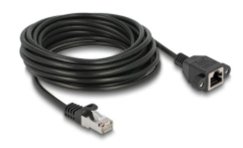 Delock Network Cable Alargador S FTP RJ45 Connector Male a RJ45 Connector Female CAT.6A Flache Version 5M Blac — image 1