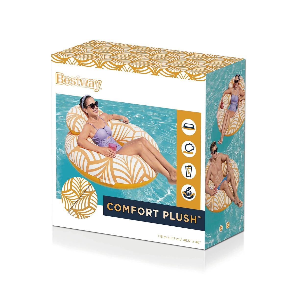 Bestway Inflatable Pool Chair Bestway Deluxe 118 X 117 Cm Orange