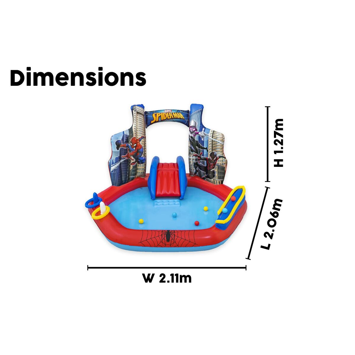 Bestway Children's Pool Bestway Spiderman 211 X 206 X 127 Cm Playground